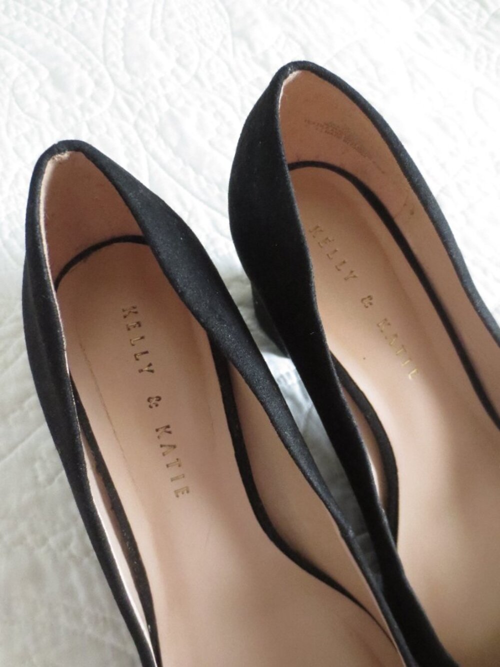 Classic Round Toe Black Suede Chunky Block Squared Heels - Picture 6 of 11